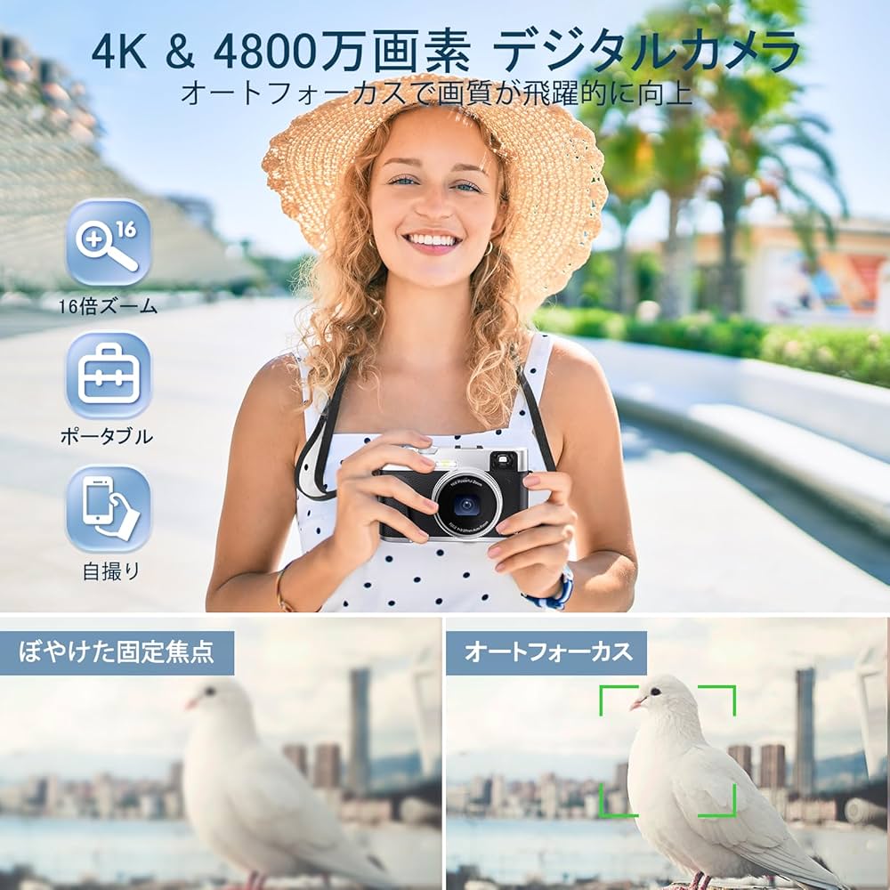 N80 4Kデジタルカメラ 48MP Amazon | Minolta 48MP デジタルカメラ リアセルフィーレンズ